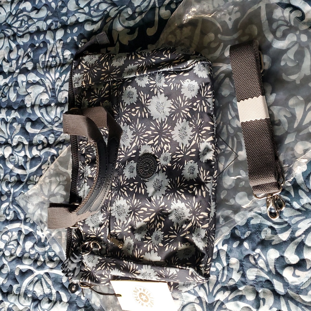 Kipling Revir Blue Floral Garden Shoulder Bag New - Picture 7 of 8
